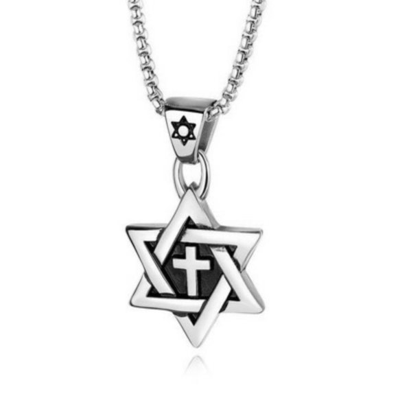 🎁  Religious Star Of David Necklace for Men, BL55590060 - Picture 2 of 2